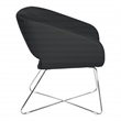 Lounge Chair in Black Faux Leather with Chrome Base