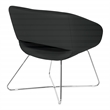 Lounge Chair in Black Faux Leather with Chrome Base