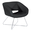 Lounge Chair in Black Faux Leather with Chrome Base