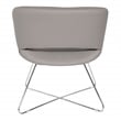 Lounge Chair in Gray Faux Leather with Chrome Base