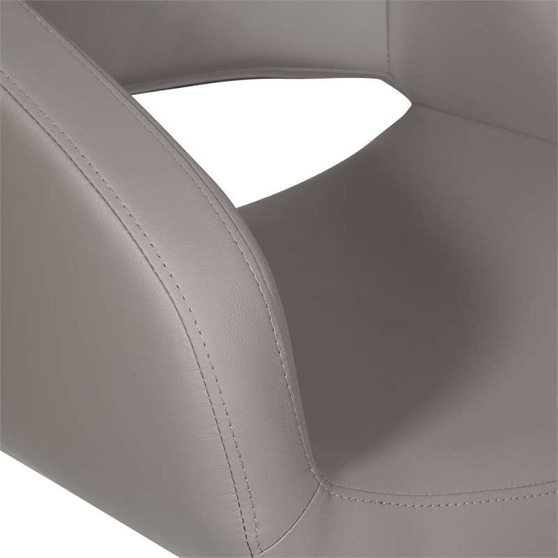 Lounge Chair in Gray Faux Leather with Chrome Base