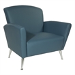Club Chair in Dillon Blue Bonded Leather with Chrome Legs KD