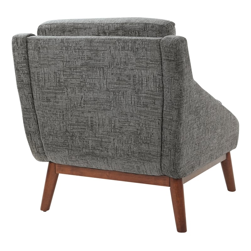 Mid-Century Club Chair in Charcoal Fabric with Coffee Finish Legs