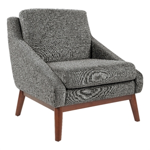 mid-century club chair in charcoal fabric with coffee finish legs