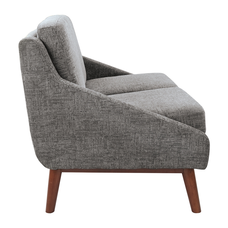 Mid-Century Loveseat in Charcoal Fabric with Coffee Finish Legs