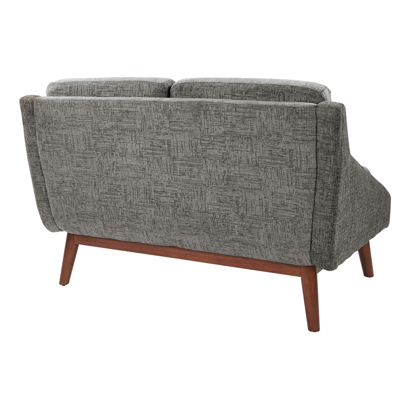 Mid-Century Loveseat in Charcoal Fabric with Coffee Finish Legs