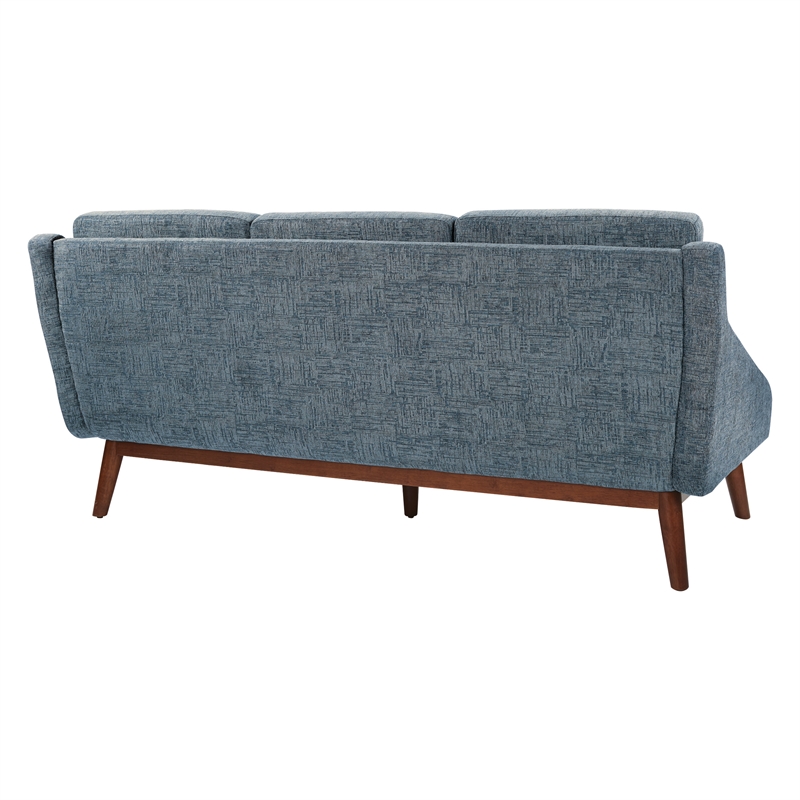 Mid-Century Sofa in Navy Fabric with Coffee Finish Legs