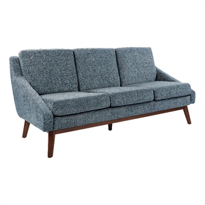 Mid-Century Sofa in Navy Fabric with Coffee Finish Legs