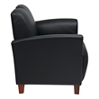 Black Bonded Leather Breeze Club Chair With Cherry Finish Legs