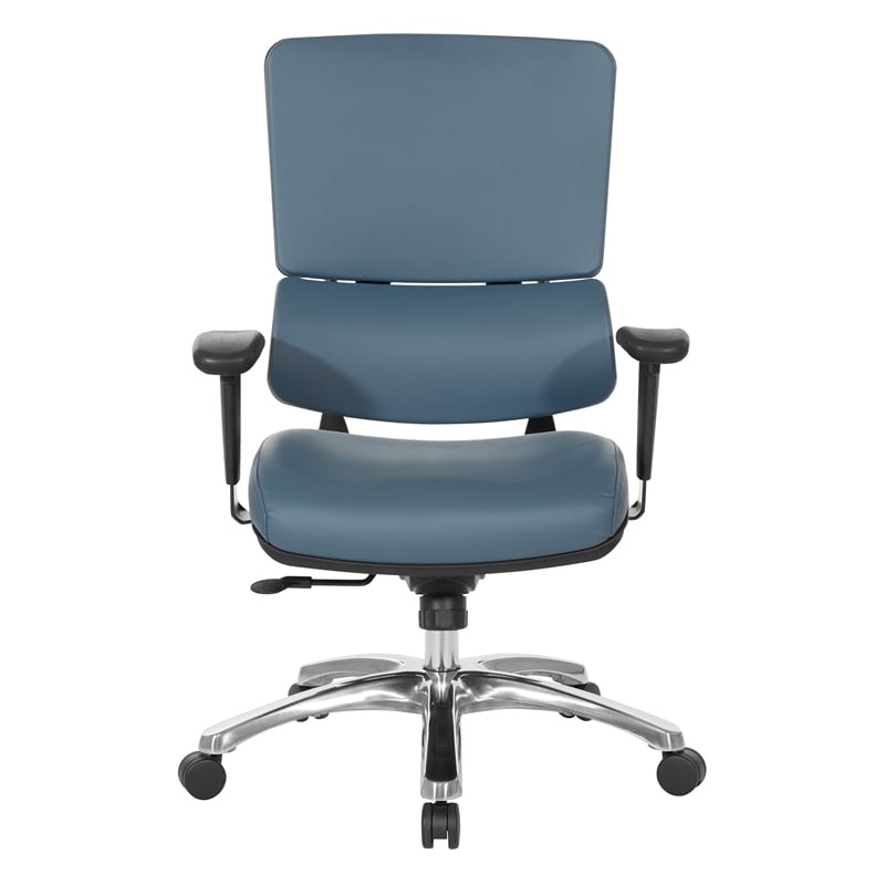 Back Manager's Chair in Dillon Blue Seat in Faux Leather
