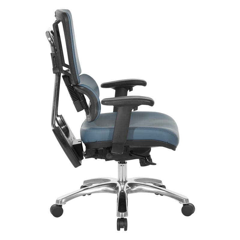 Back Manager's Chair in Dillon Blue Seat in Faux Leather