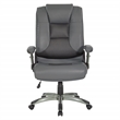 Executive Bonded Leather Chair in Charcoal Gray with Titanium Coated Flip Arms
