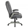 Executive Bonded Leather Chair in Charcoal Gray with Titanium Coated Flip Arms