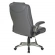 Executive Bonded Leather Chair in Charcoal Gray with Titanium Coated Flip Arms