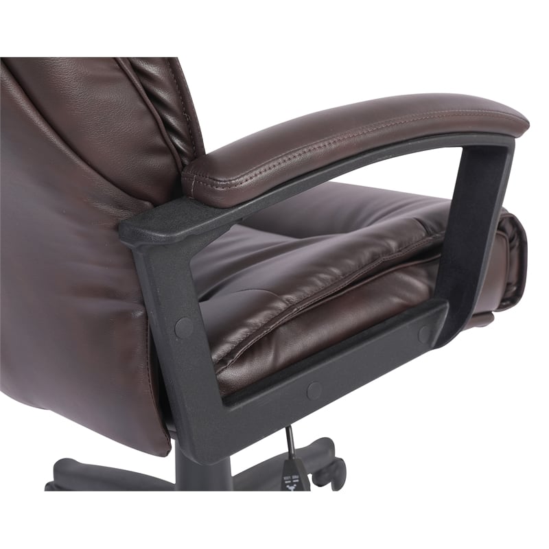 High Back Espresso Bonded Leather Chair with Padded Loop Arms