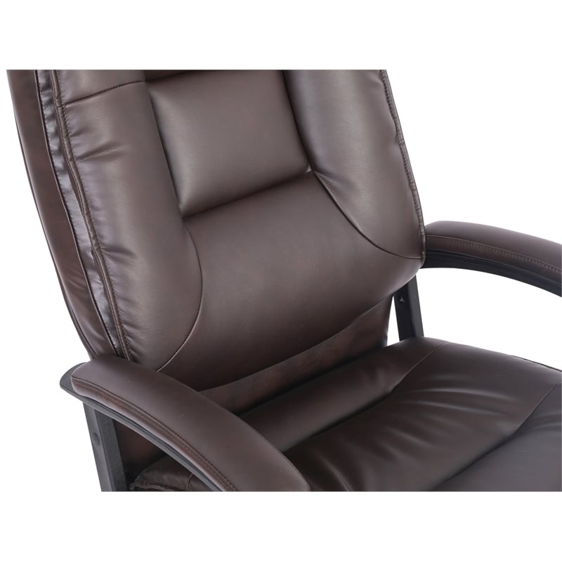 High Back Espresso Bonded Leather Chair with Padded Loop Arms
