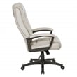 High Back Taupe Gray Bonded Leather Chair with Padded Loop Arms