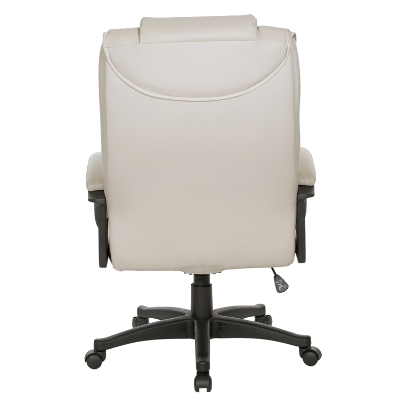 High Back Taupe Gray Bonded Leather Chair with Padded Loop Arms