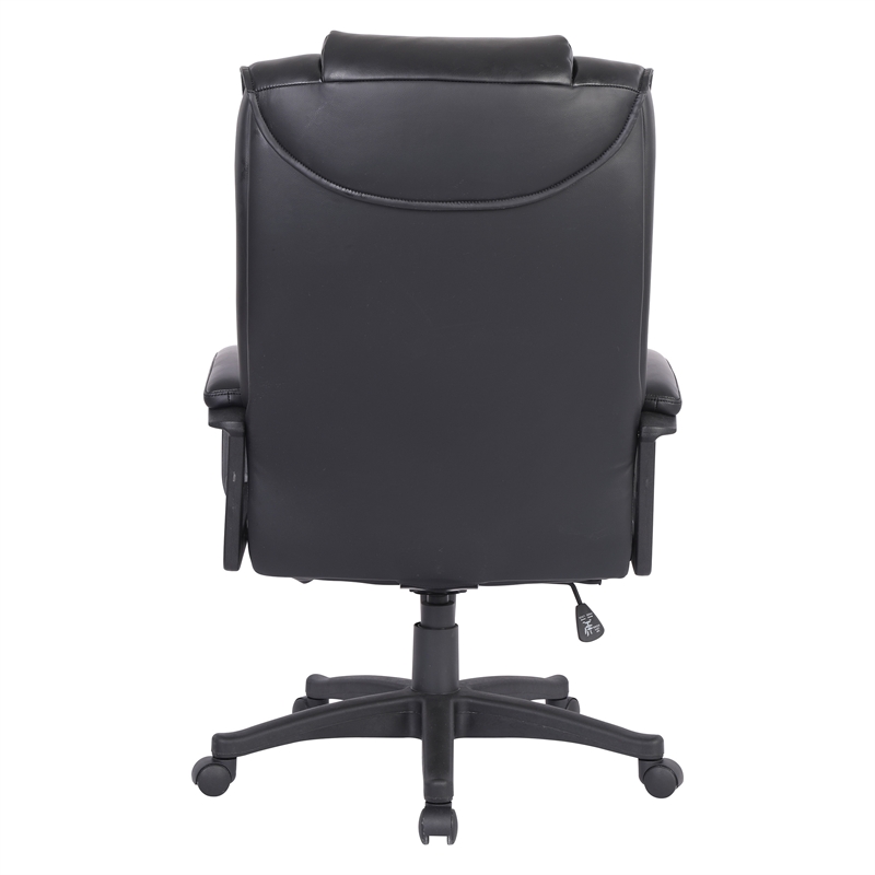 High Back Black Bonded Leather Chair with Padded Loop Arms