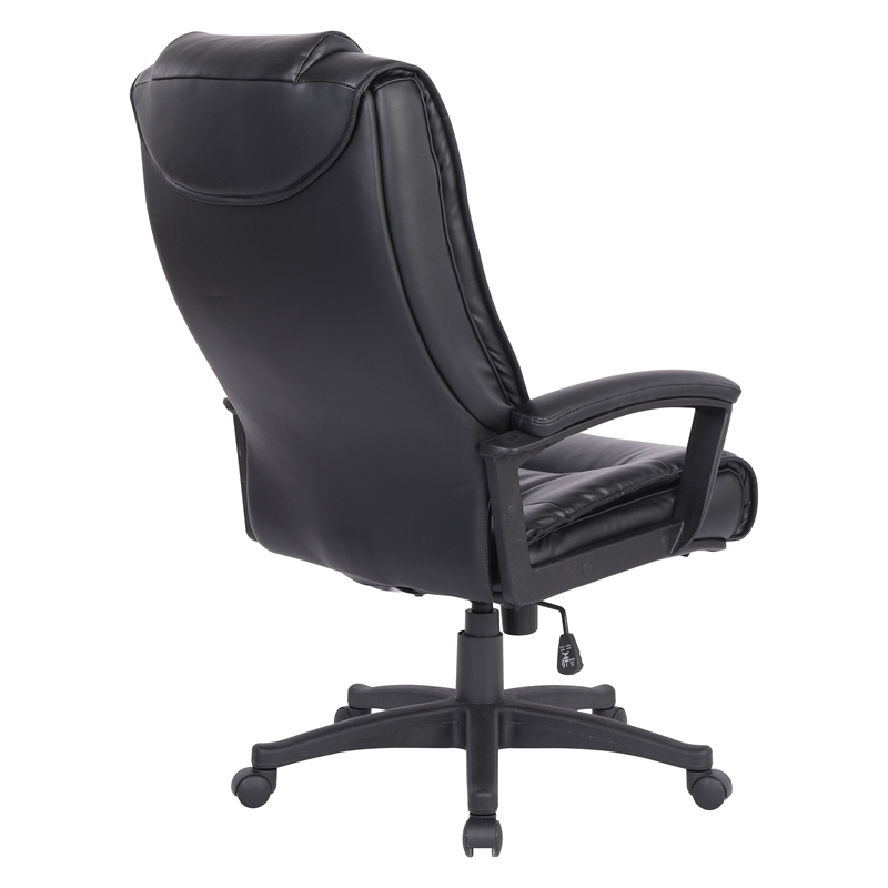 High Back Black Bonded Leather Chair with Padded Loop Arms