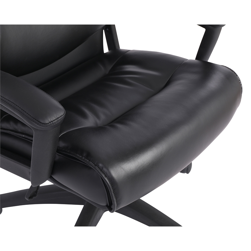High Back Black Bonded Leather Chair with Padded Loop Arms