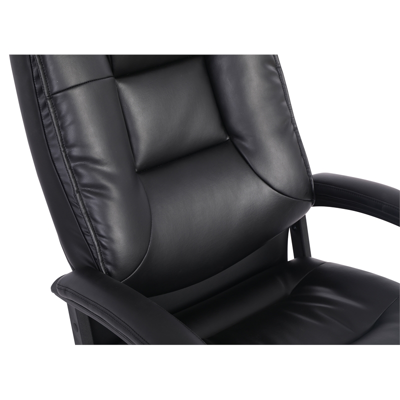 High Back Black Bonded Leather Chair with Padded Loop Arms