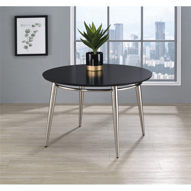Brooklyn Round Coffee Table with Engineered Wood Black Top
