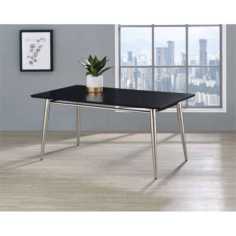 Brooklyn Rectangle Coffee Table with Engineered Wood Black Top