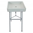 Folding Beverage Ice Cooler Table in Resin with Sateen removable skirt