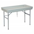 Folding Beverage Ice Cooler Table in Resin with Sateen removable skirt