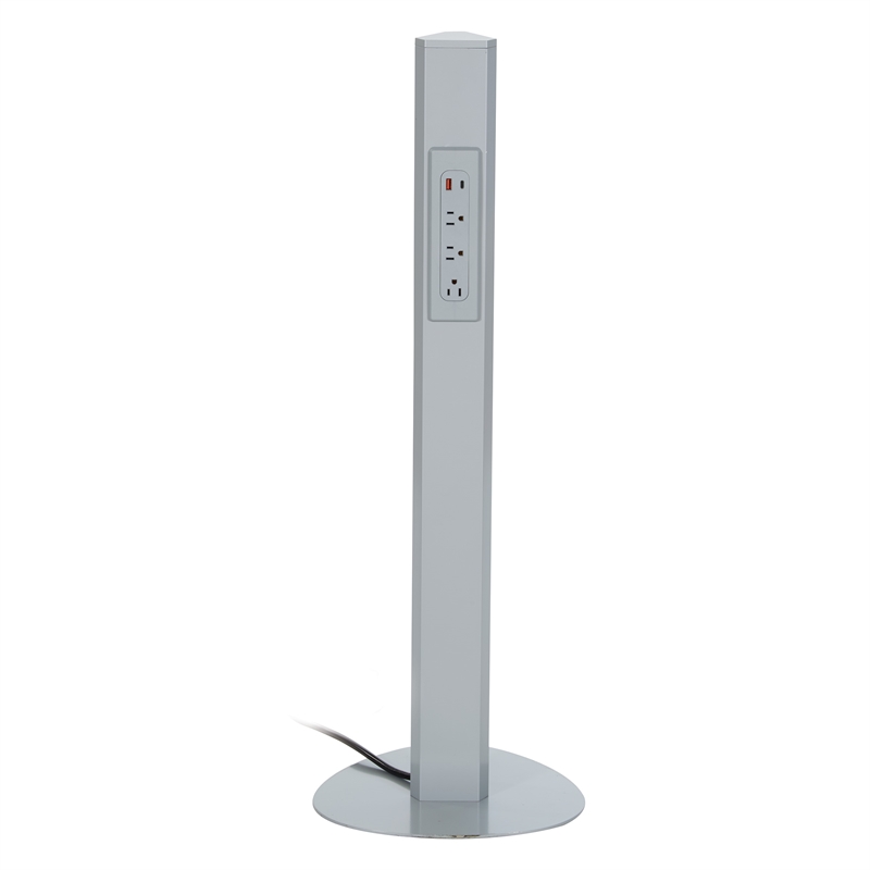 Power Anywhere Station-3AC/1USB- in Silver Metal