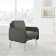 Lounge Chair in Smoke Faux Leather with Chrome Legs