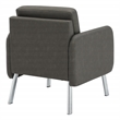 Lounge Chair in Smoke Faux Leather with Chrome Legs