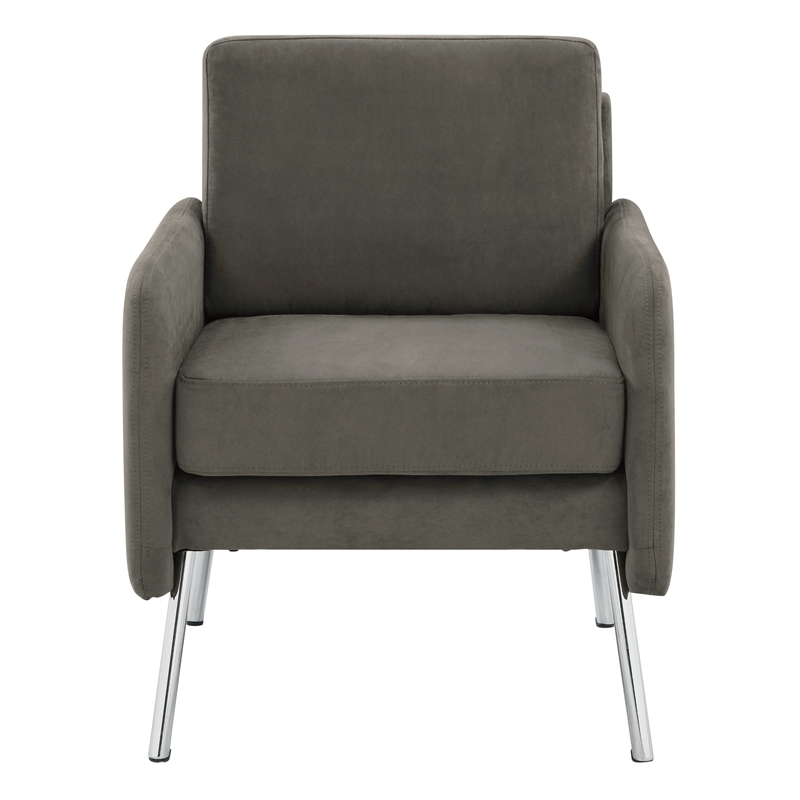 Lounge Chair in Charcoal Fabric with Chrome Legs