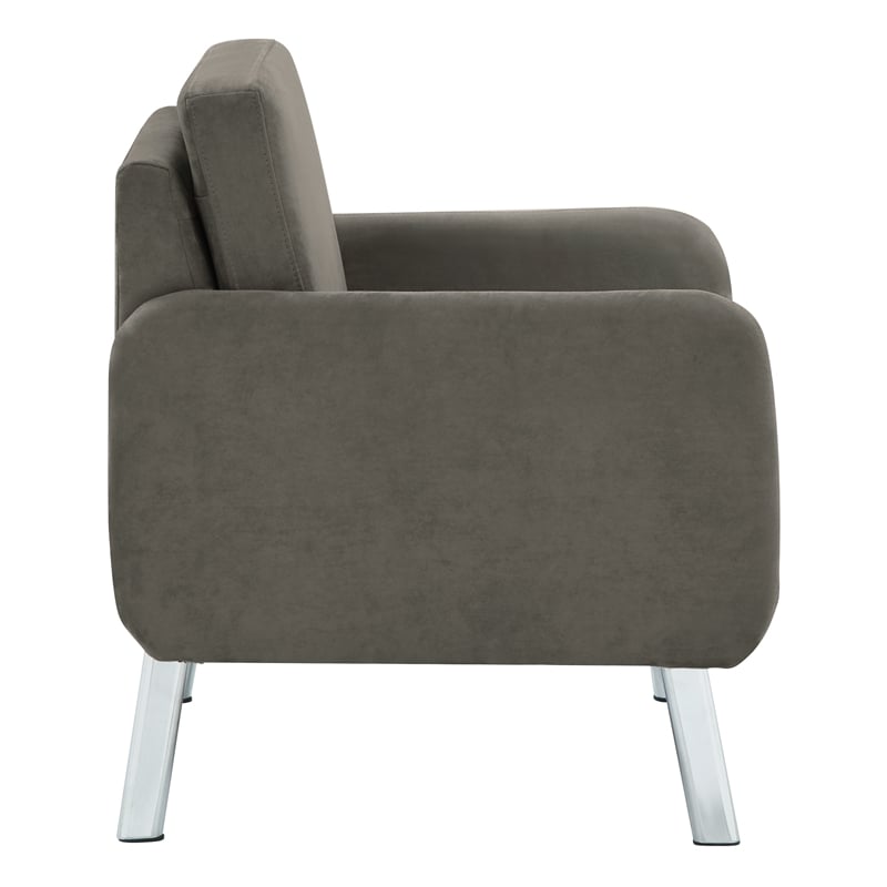 Lounge Chair in Charcoal Fabric with Chrome Legs