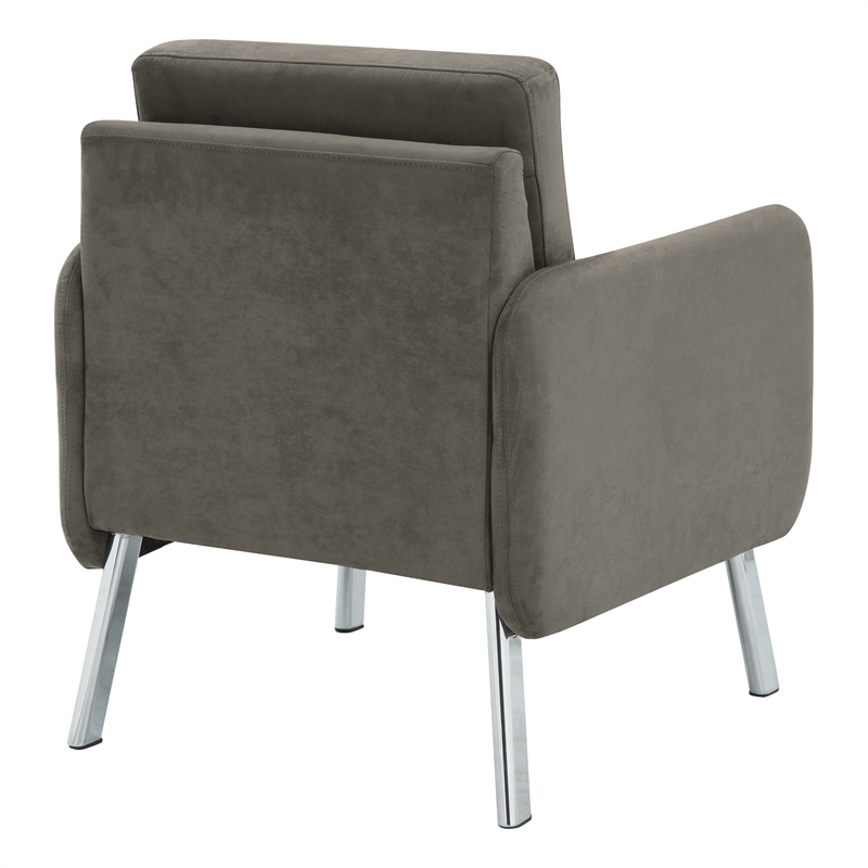 Lounge Chair in Charcoal Fabric with Chrome Legs