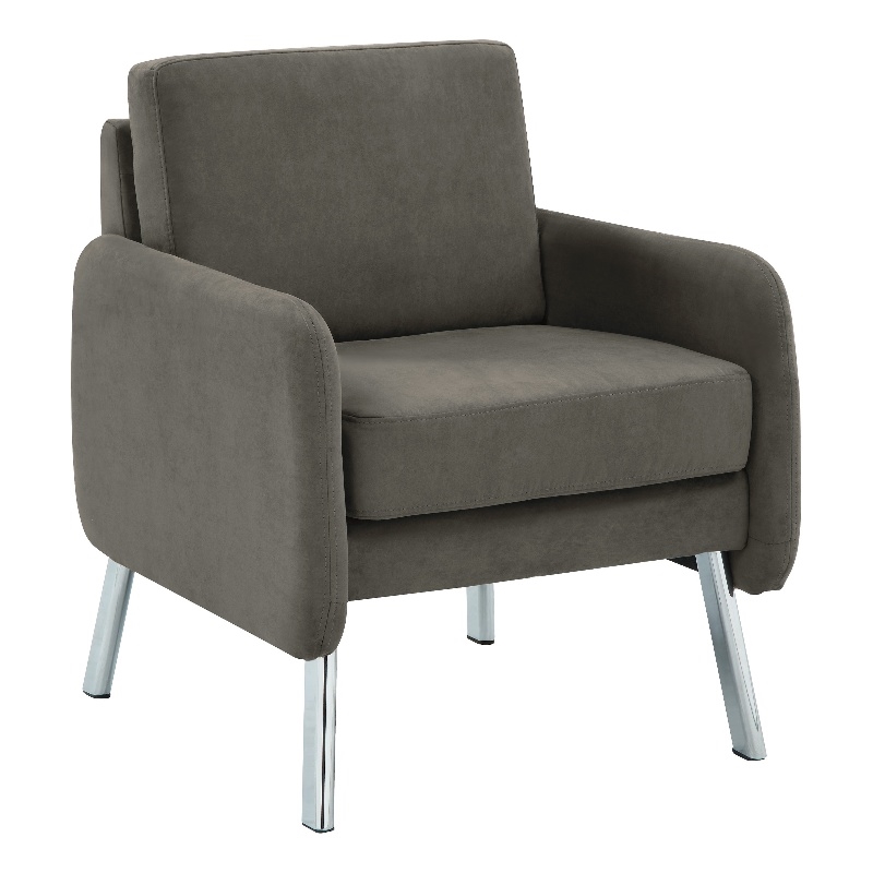 Lounge Chair in Charcoal Fabric with Chrome Legs