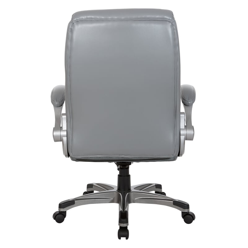 Executive Chair in Gray Bonded Leather with Flip Arms