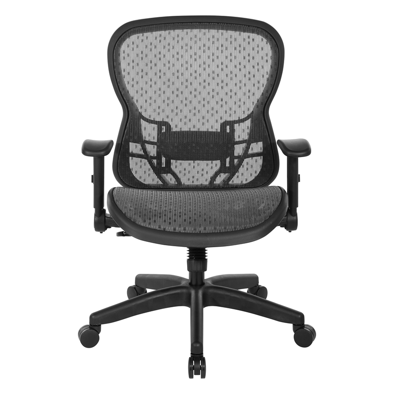 Deluxe R2 SpaceGrid Back Chair and Seat with Flip Arms  in Fabric Black