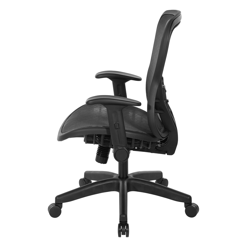 Deluxe R2 SpaceGrid Back Chair and Seat with Flip Arms  in Fabric Black