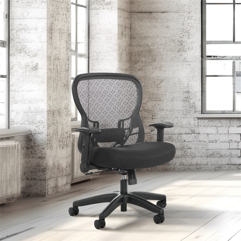 Deluxe R2 SpaceGrid Back with Memory Foam Mesh Seat Chair in Black Fabric