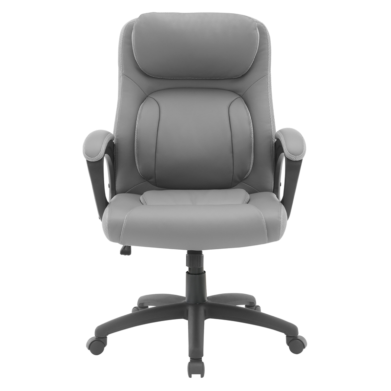 Managers Chair Taupe Faux Leather and Gray Mesh Accents with Padded Arms