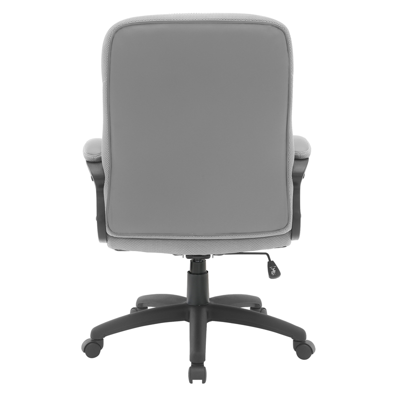 Managers Chair Taupe Faux Leather and Gray Mesh Accents with Padded Arms