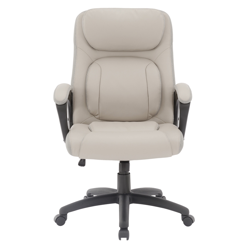 Managers Chair Charcoal Gray Faux Leather and Grey Mesh Accents with Padded Arms