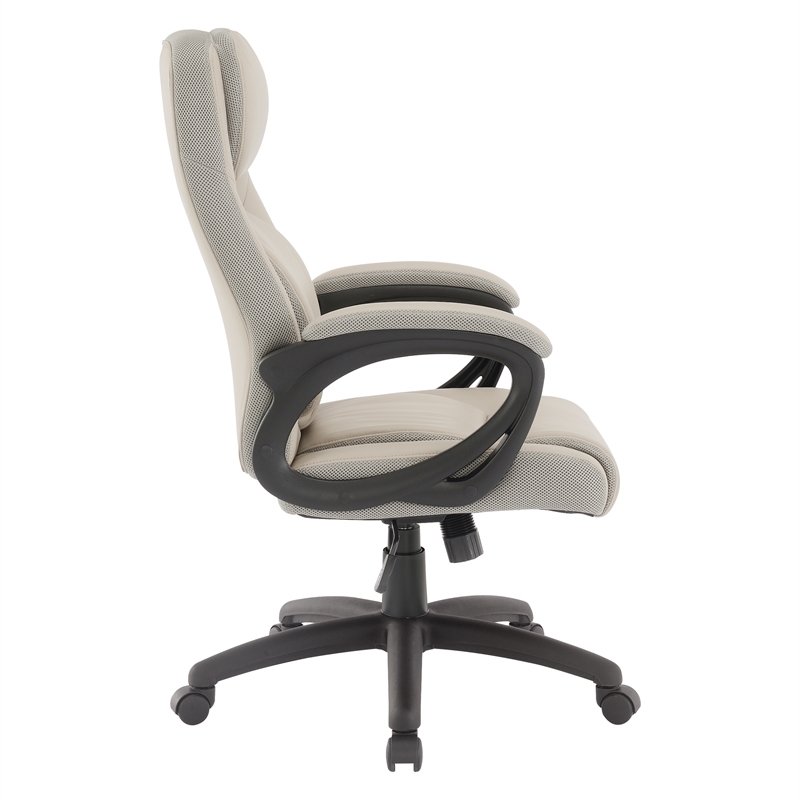 Managers Chair Charcoal Gray Faux Leather and Grey Mesh Accents with Padded Arms
