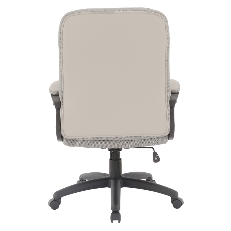 Managers Chair Charcoal Gray Faux Leather and Grey Mesh Accents with Padded Arms