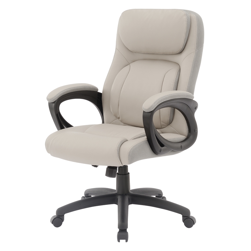 Managers Chair Charcoal Gray Faux Leather and Grey Mesh Accents with Padded Arms