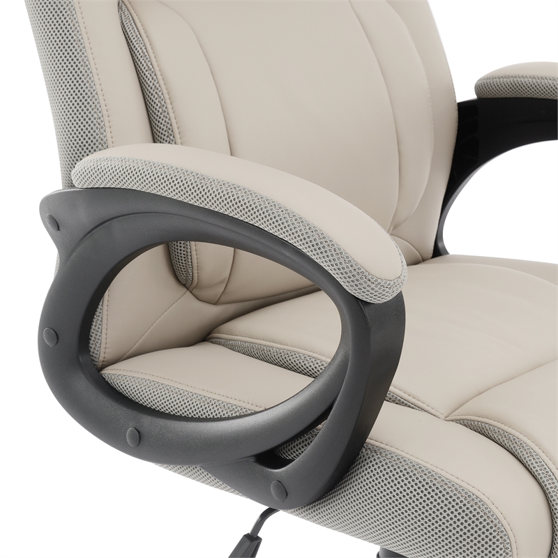 Managers Chair Charcoal Gray Faux Leather and Grey Mesh Accents with Padded Arms