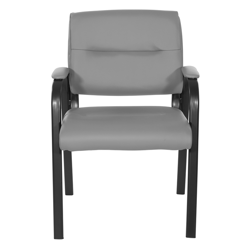 Guest Chair in Charcoal Gray Faux Leather in Black Finish Frame