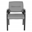 Guest Chair in Charcoal Gray Faux Leather in Black Finish Frame